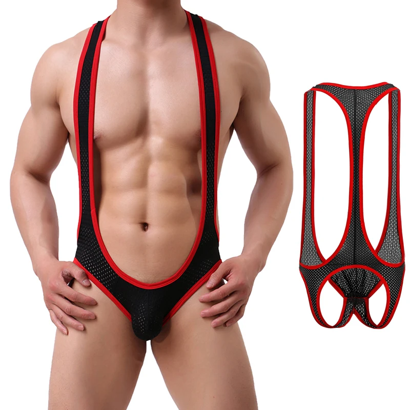 Body A Rete Sexy Jockstrap Bodywear Orsacchiotti Erotici Intimo Wrestling Canottiera Body Tute Bretelle Per Uomo/Gay