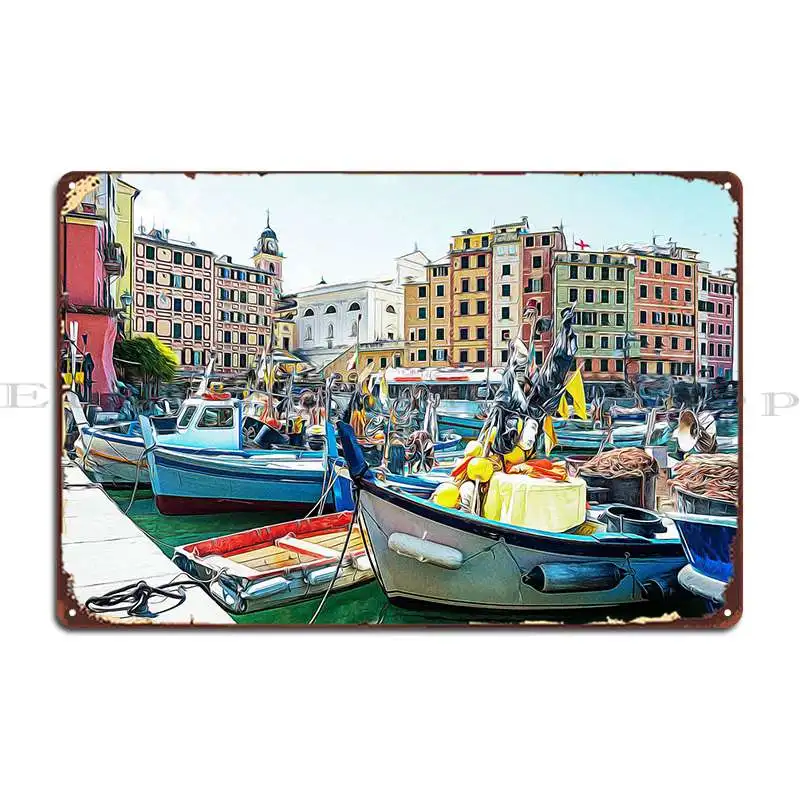 Little Port Of Camogli Metal Plaque Wall Decor Retro Garage Custom Garage Tin Sign Poster