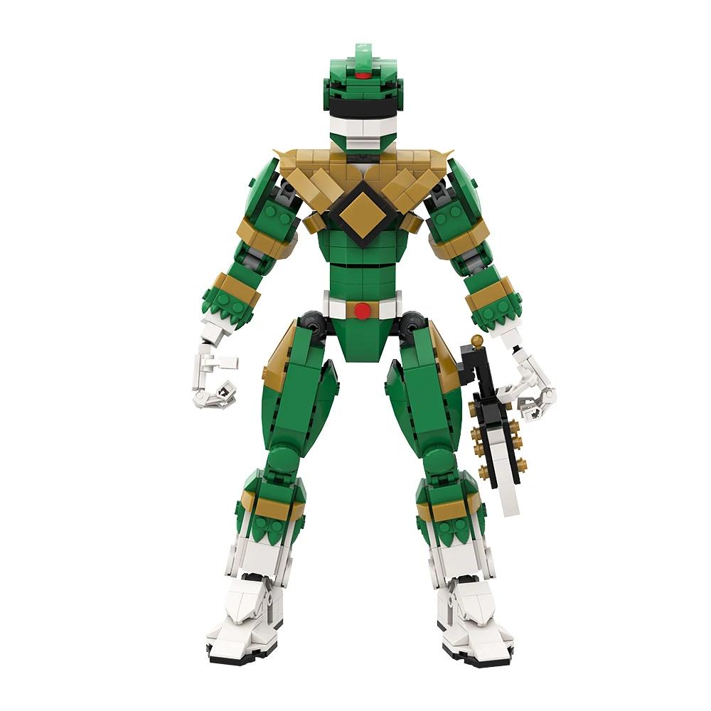 Moc Green Ranger Power Rangers Building Blocks Modello Fai Da Te Green Robot Ranger Green Morphin Dinosaur Team Building Block Toys Gift