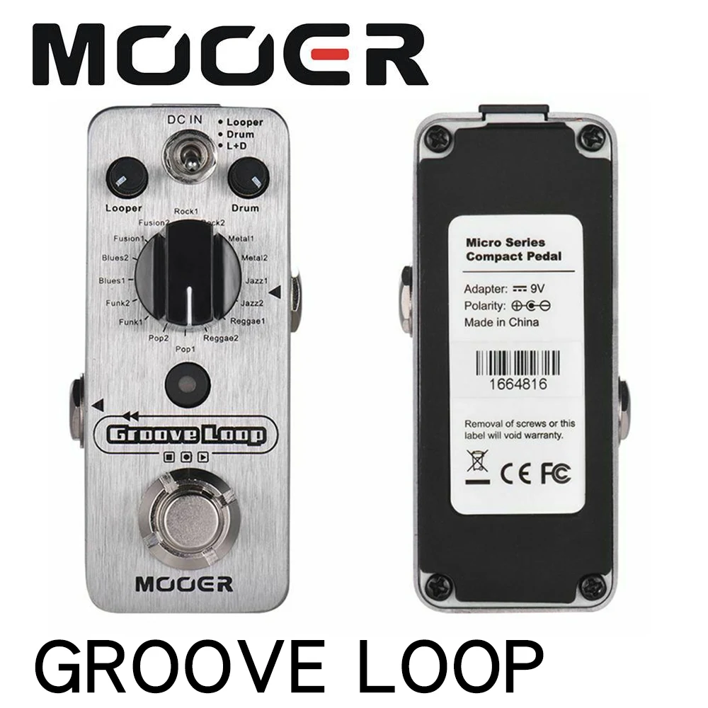 Mooer Scanalatura Ciclo Drum Machine & Crochet Pedale 3 Modalità Di Max. 20Min Tempo Di Registrazione Tap Tempo True Bypass Full Metal Borsette