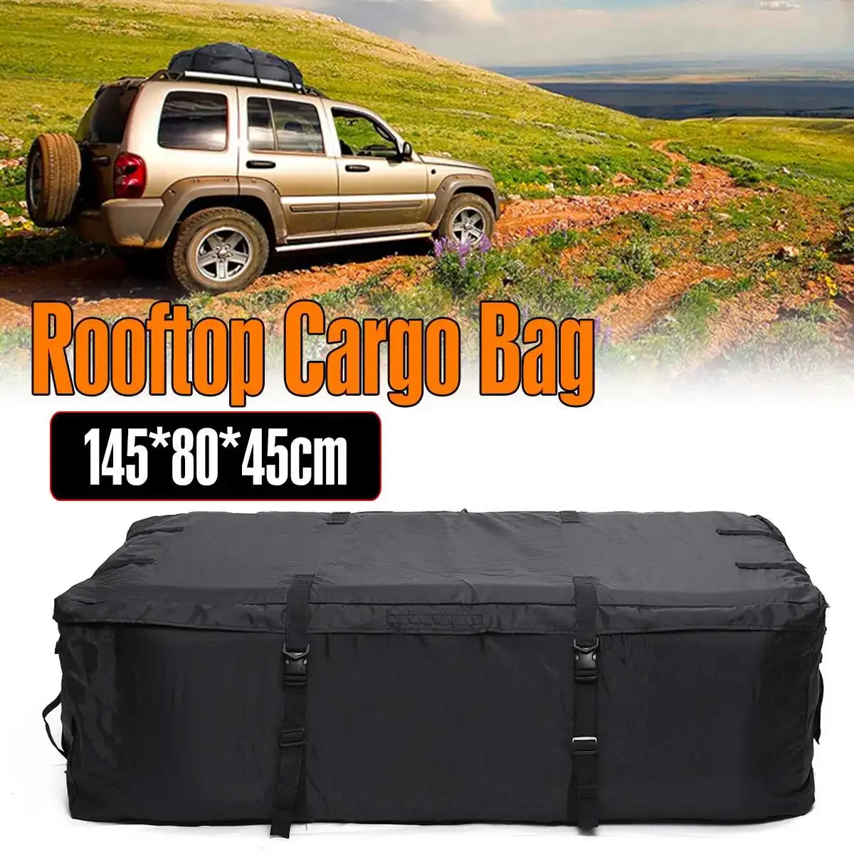 Borsa Da Tetto Impermeabile Per Auto Borsa Da Tetto Portapacchi Portapacchi Da Viaggio 145X80X45Cm Tessuto Oxford 400D Con Cinturino Con Fibbia