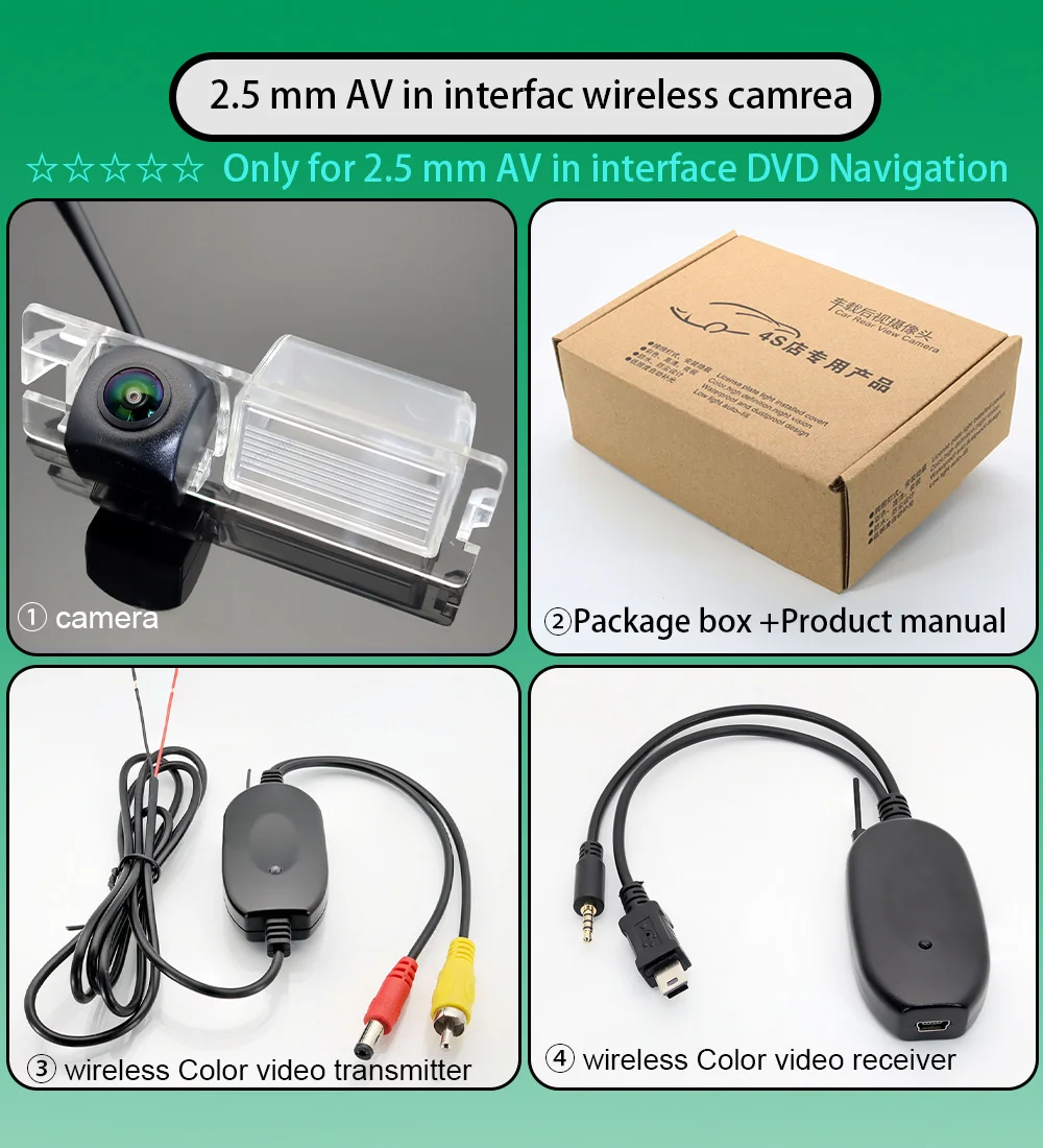 Telecamera Fisheye Per Retrovisione Wireless Da 2.4 Ghz Per Fiat 500L/500Ltrekking/500L Living/500L Mpw 2012-2019 Punto Evo 2013-2018