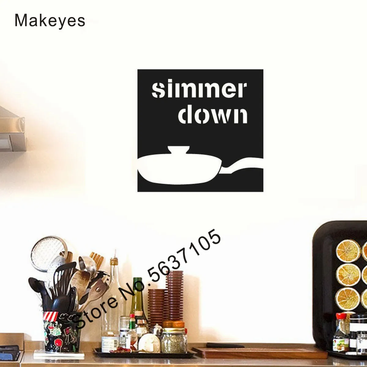 Makeyes Simmer Down Wall Sticker Art Design Cucina Adesivo Simmer Down Words Wallpaper Adesivi Murali In Vinile Cucina Di Casa Q804