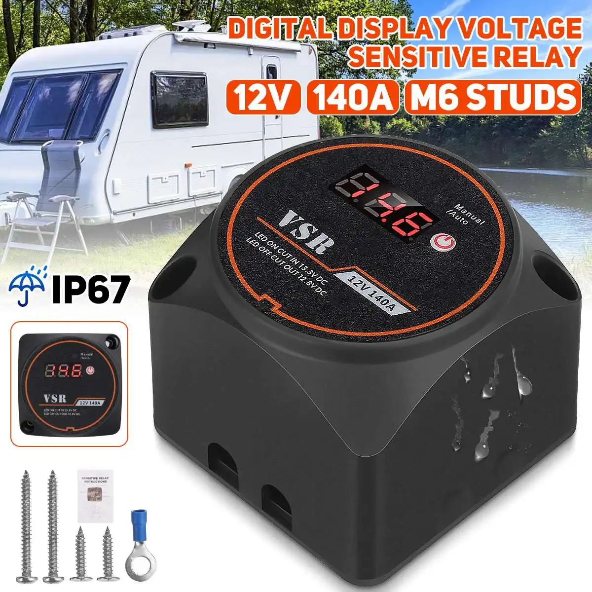 12V 140A Automotive Dual Battery Display Digitale Isolatore Relè Di Protezione Tensione Split Charge Relay