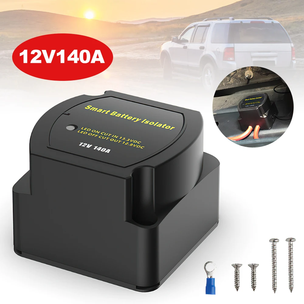 Fositan 12V 140A Battery Isolator Voltage Sensitive Split Charge Relay Vsr For Camper Car Smart Charge Dual Battery Bank