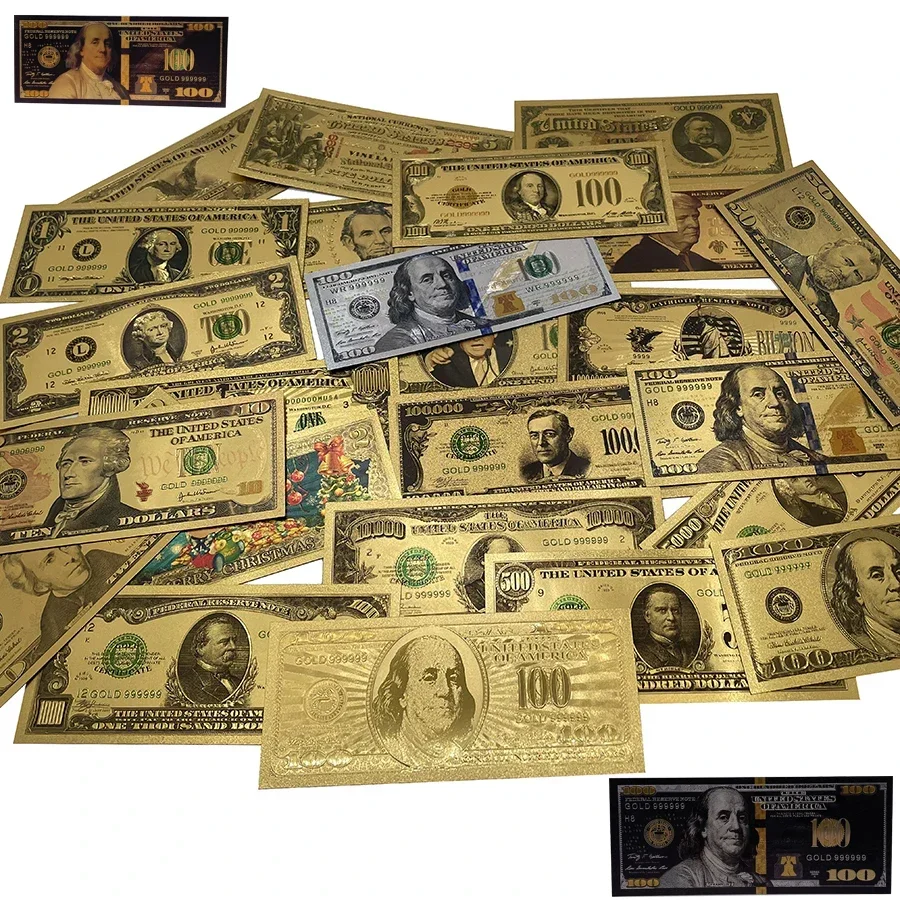 1 2 5 10 20 50 100 500 1000 5000 10000 Milioni Di Miliardi Di Dollari Usa Banconote In Oro Decorazione Oro Placcato Antico Souvenir Usa