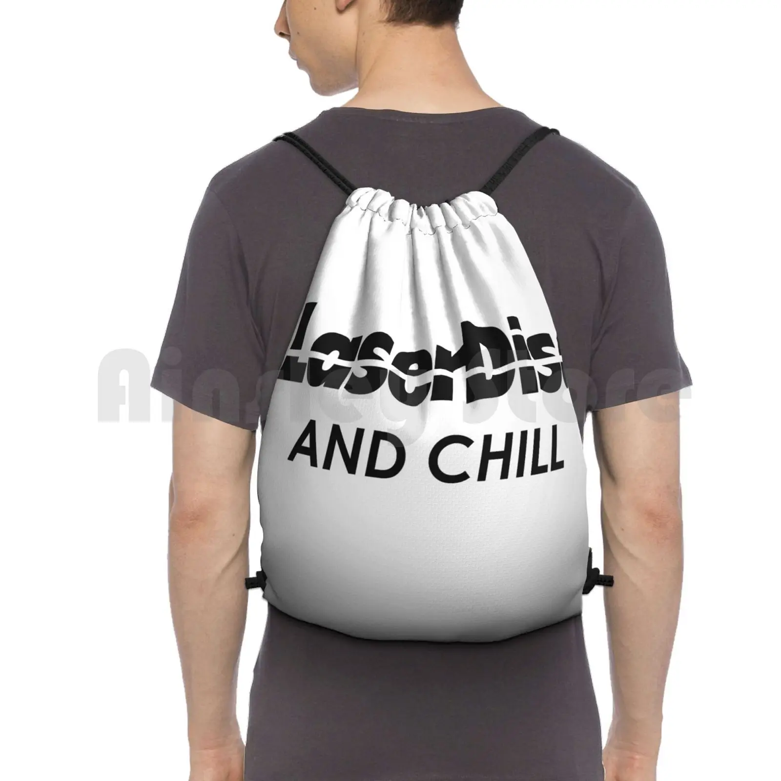 Laserdisc And Chill Zaino Borse Con Coulisse Borsa Da Palestra Impermeabile Laserdisc Chill Netflix Film Video Di Formato Multimediale Superato