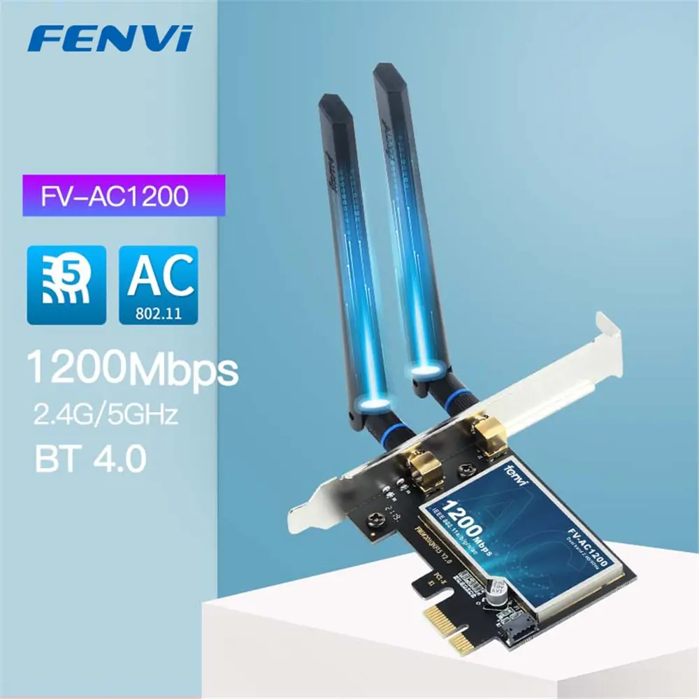 Aliexpress Collection 1200Mbps Dual Band Wireless Wifi Card Adapter Desktop 802.11Ac Per Bluetooth 4.0 Pcie Wifi Adapter 2.4Ghz