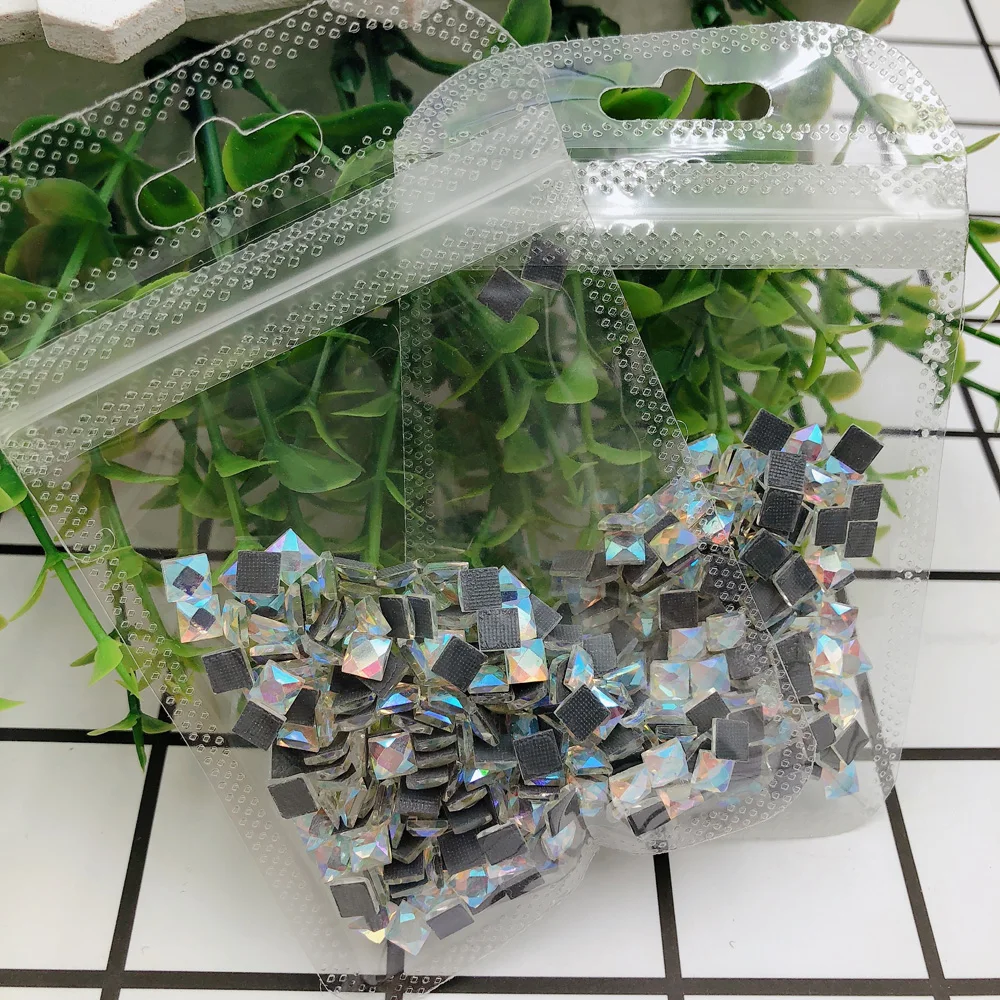5Mm Square Crystal Ab Strass Strass Crystal Flatback Iron On Glass Stone Glue Back Handmade Fai Da Te Phone Case Decoration
