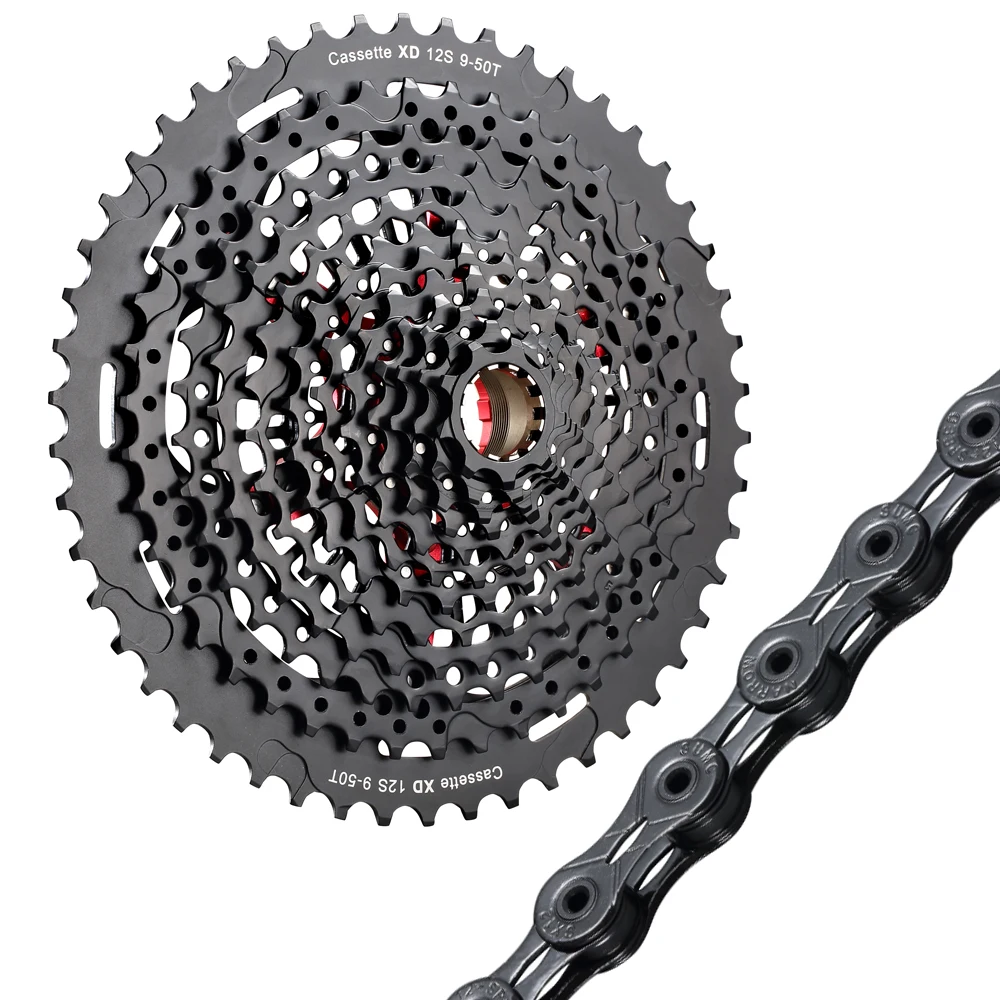 Ryet Mountain Bike 12 Velocità 9-50T Cassetta Xd Nero 535G 12 S Mtb Bicicletta K7 12 S Cassetta E Catena X12Slchain Ciclismo Ruota Libera