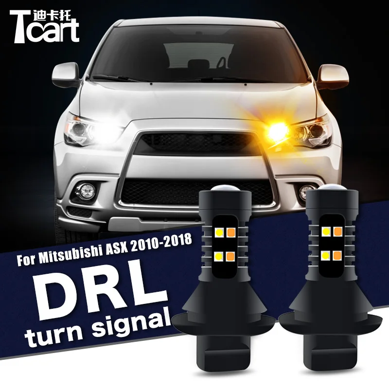 Led Drl Daytime Running Light Turn 2 In1 Accessori Per Auto 7440 T20 Per Mitsubishi Asx Outlander Sport (Ga/Xa/Xb/Xc/Xd) 2010- 2018
