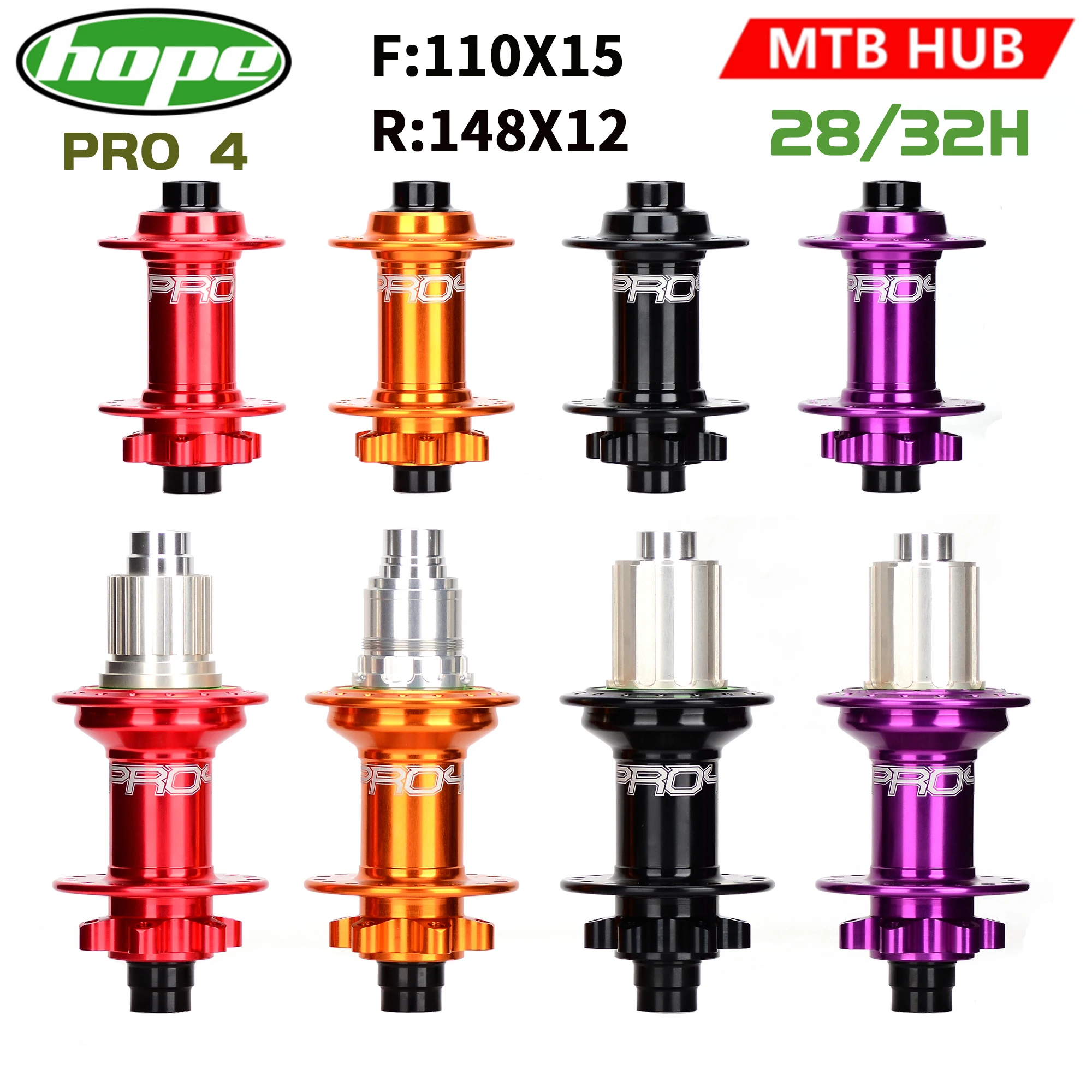 Bike Hope Pro 4 Disco Mozzo Posteriore 6 Bulloni Boost 148X12Mm Mozzo Anteriore 110X15Mm Attraverso 28/32 Fori