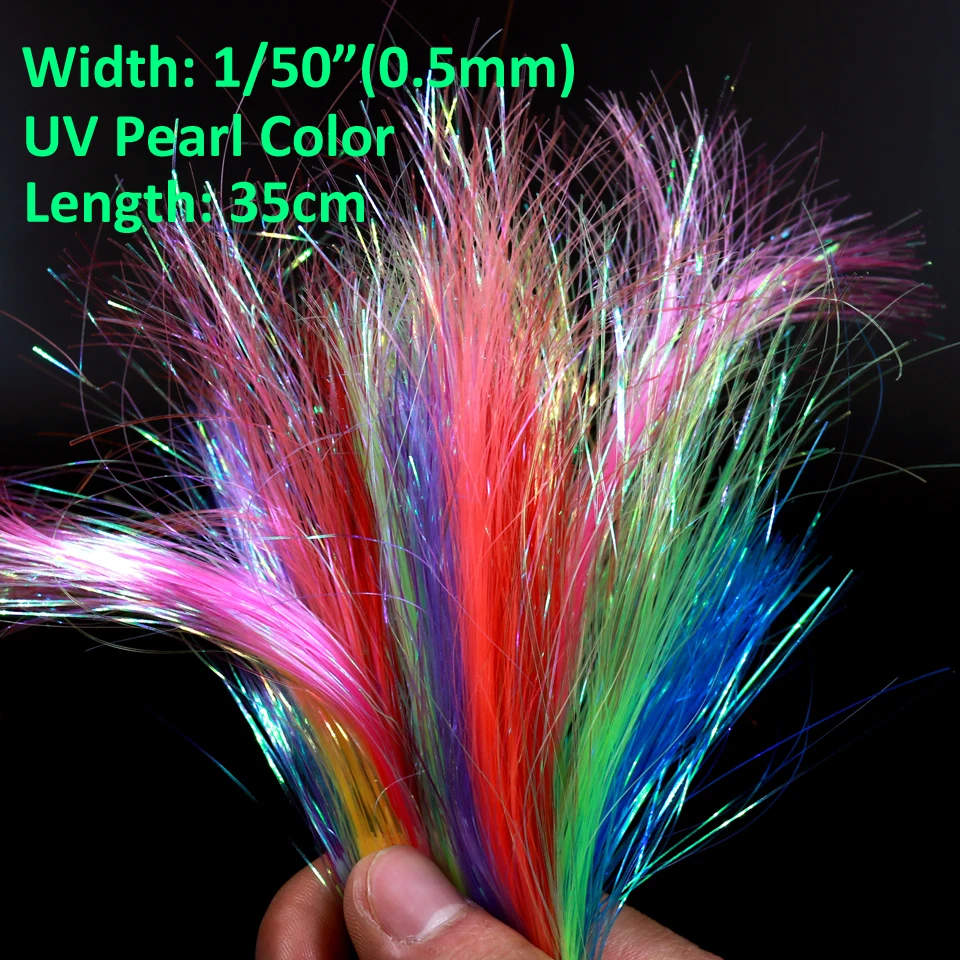 2 Packs 1/50 "0.5 Millimetri Uv Pearl Ice Ala Flashabou Tubo Fly Tying Materiali Streamer Pike Salmon Fly Rosa Giallo Arancio Blu Verde