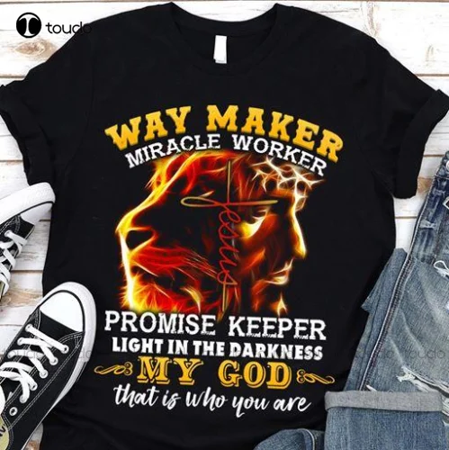 Way Maker Miracle Worker Promise Keeper Men T Shirt Cotton S-5Xl Black Mens Magliette Graphic