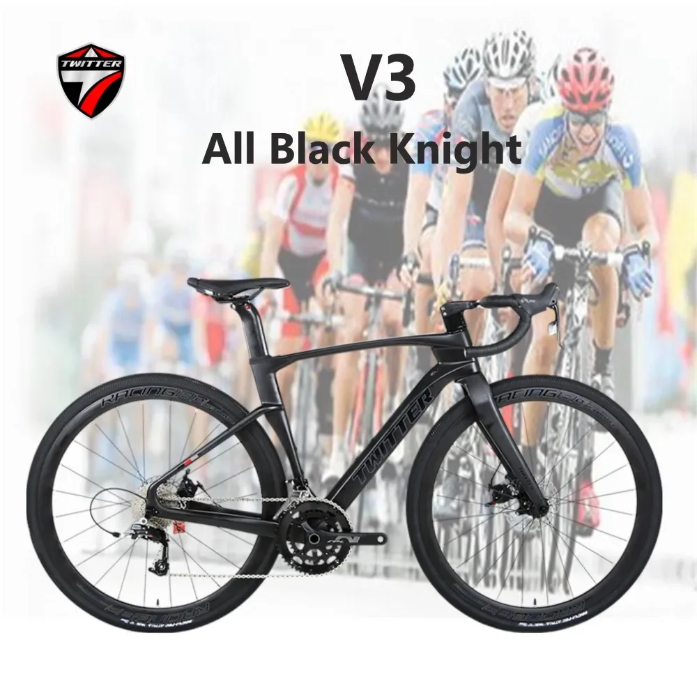Twitter Gravel Bike V3 Black Knight Rs-24S Full Hidden Cavo Interno Olio Freno A Disco T900 Bici Da Strada In Fibra Di Carbonio 700 * 40C Wheelset