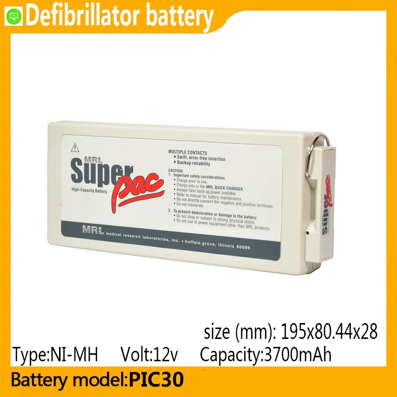 Batteria Ni-Mh Con Capacità Pic30 3700Mah 12V, Adatta Per Defibrillatore Welch Allyn Pic30,Pic40,Pic50
