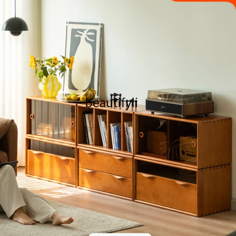 Armadio Assemblato Personalizzato Libreria Vintage In Legno Massello Mobile Tv Armadio A Griglia Organizzatore Di Stoccaggio Armadio Basso