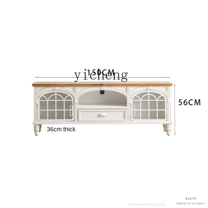 Zc Mobile Tv Vintage Bianco In Legno Massello Completo Soggiorno Armadio Curio Armadio Basso Mobile Ingresso Casa