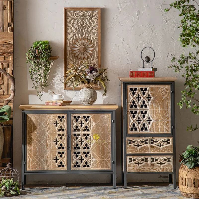 American Country Vintage Incisione Lobby Ingresso Cabinet B & B Soggiorno Tv Cabinet Decorazione Credenza