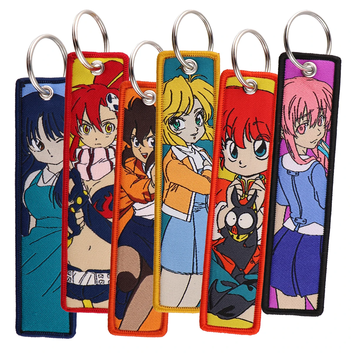 Anime Cartoon Kawaii Girl Vintage Key Fobs Ricamo Portachiavi Portachiavi Moto Anime Accessori Cosplay
