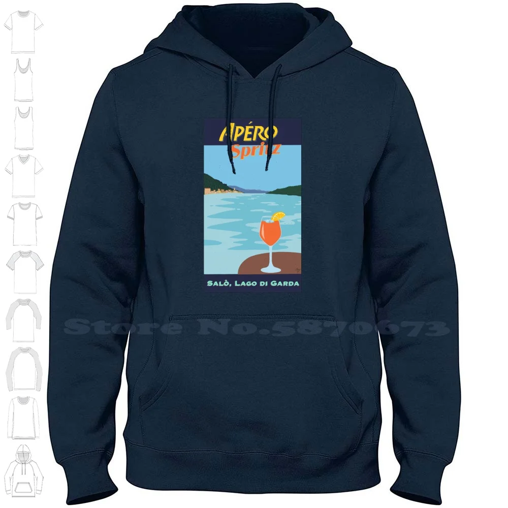 Apero Spritz Lago Di Garcia Design Streetwear Sport Felpa Con Cappuccio Lago Italia Estate Blu Lago Aprio Sprizer Sali Drinks