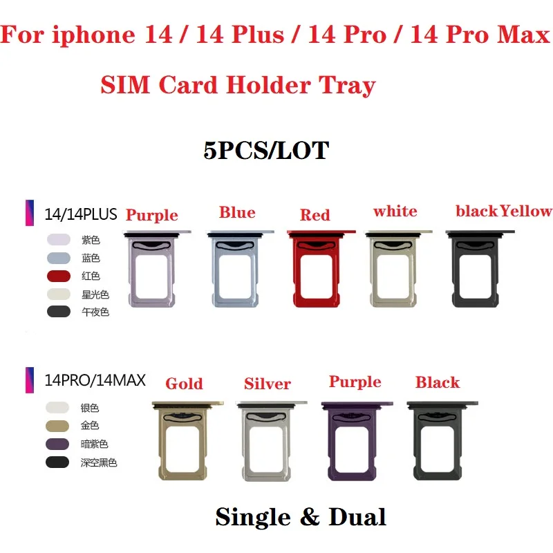 Alideao-Per Iphone 14 Plus Vassoio Porta Sim Card, Adattatore Contenitore Di Ricambio Per Iphone 14 Plus,5 Pezzi