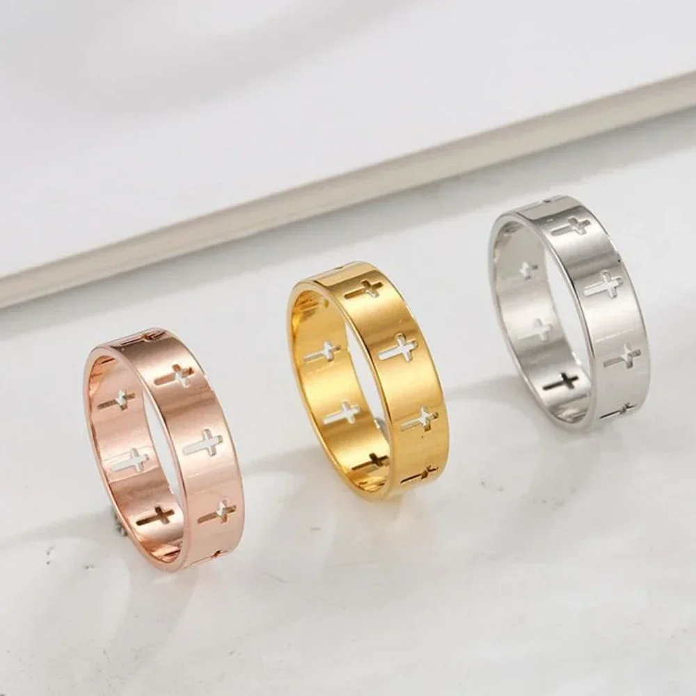 Hot Acciaio Inossidabile Jesus Knuckle Finger Cross Ring Per Uomo Donna Punk Party Wedding Couple Rings Party Jewelry Gifts Muslimah