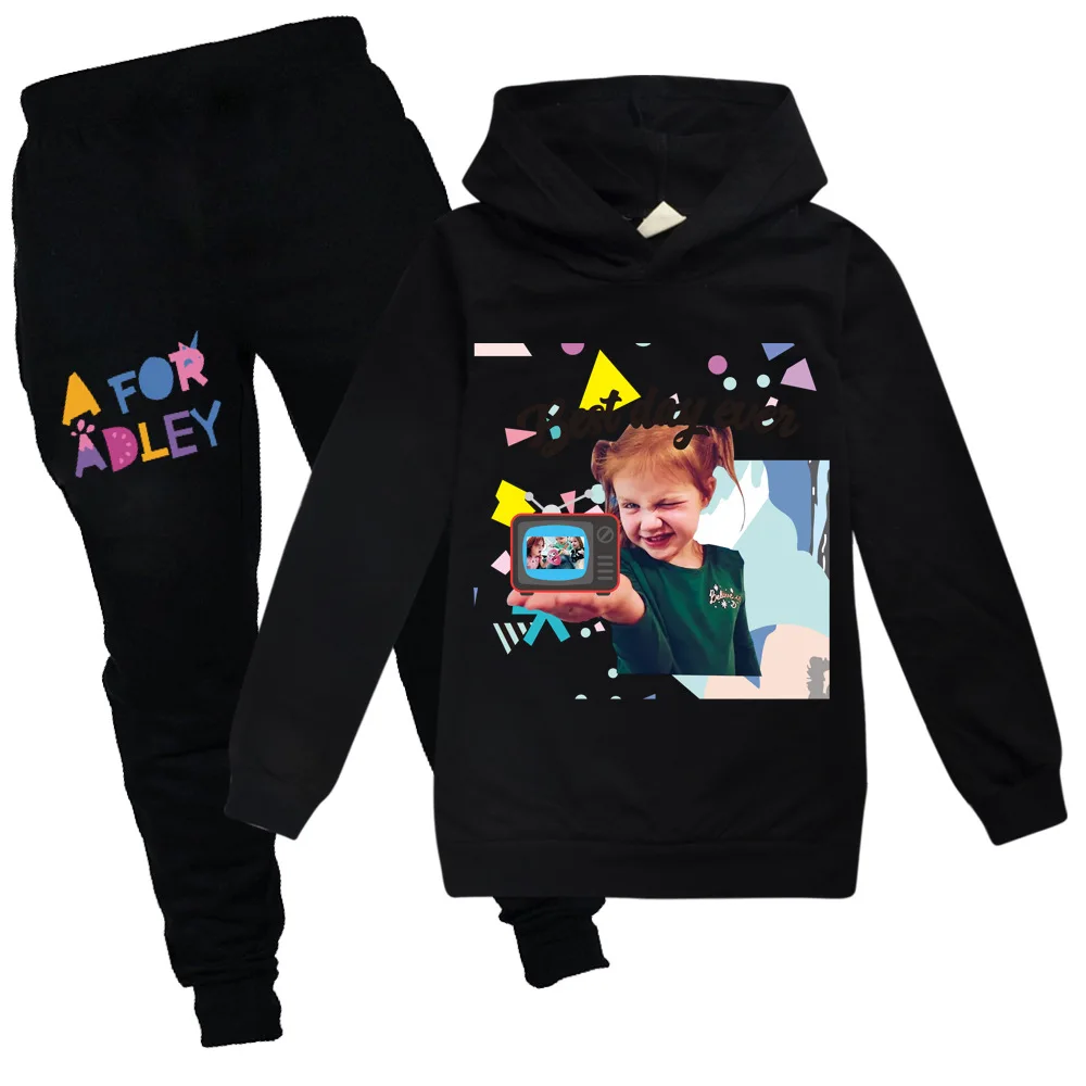 A For Adley Girls Clothes Autunno Baby Tuta Cotton School Girl Outfit Teenage Hooded T Shirt Pants Suit Toddler Boy Clothes