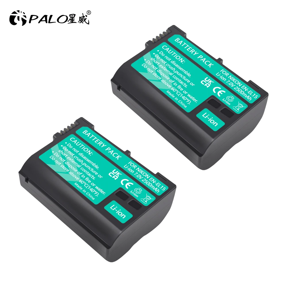 Palo 2 Pz 2500Mah En-El15 Enel15 En El15 Batterie Per Nikon Dslr D600 D600 D800 D800E D810E D700 D7100 D7200