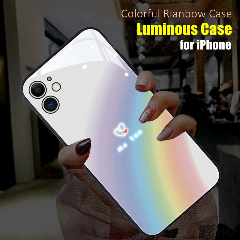 Custodia Per Telefono Luminosa Arcobaleno Colorato Per Iphone 15 13 14 Pro Max Samsung S23 S24 S22 Nota 10 20 Plus Accessori Ultra Luminosi