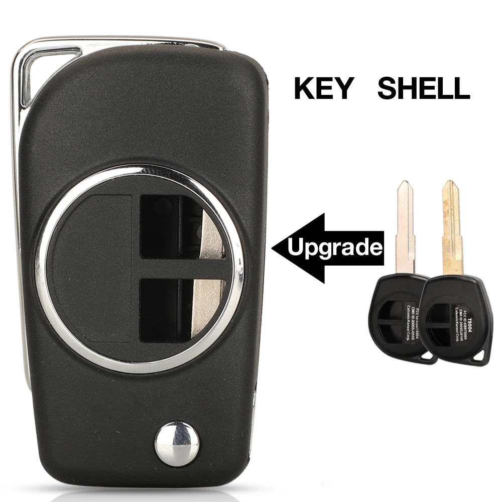Jingyuqin Upgrade Flip Remote Key Case Shell Per Suzuki Swift Sx4 Vitara Alto Ignis Jimny Splash Metal Ring