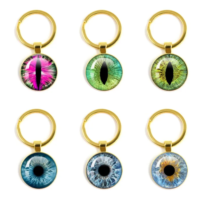 Lovely Vivid Green Eyes Evil Eye Portachiavi Beautiful Animal Dragon Cats Eye 25Mm Portachiavi Cabochon In Vetro Per Gli Amici