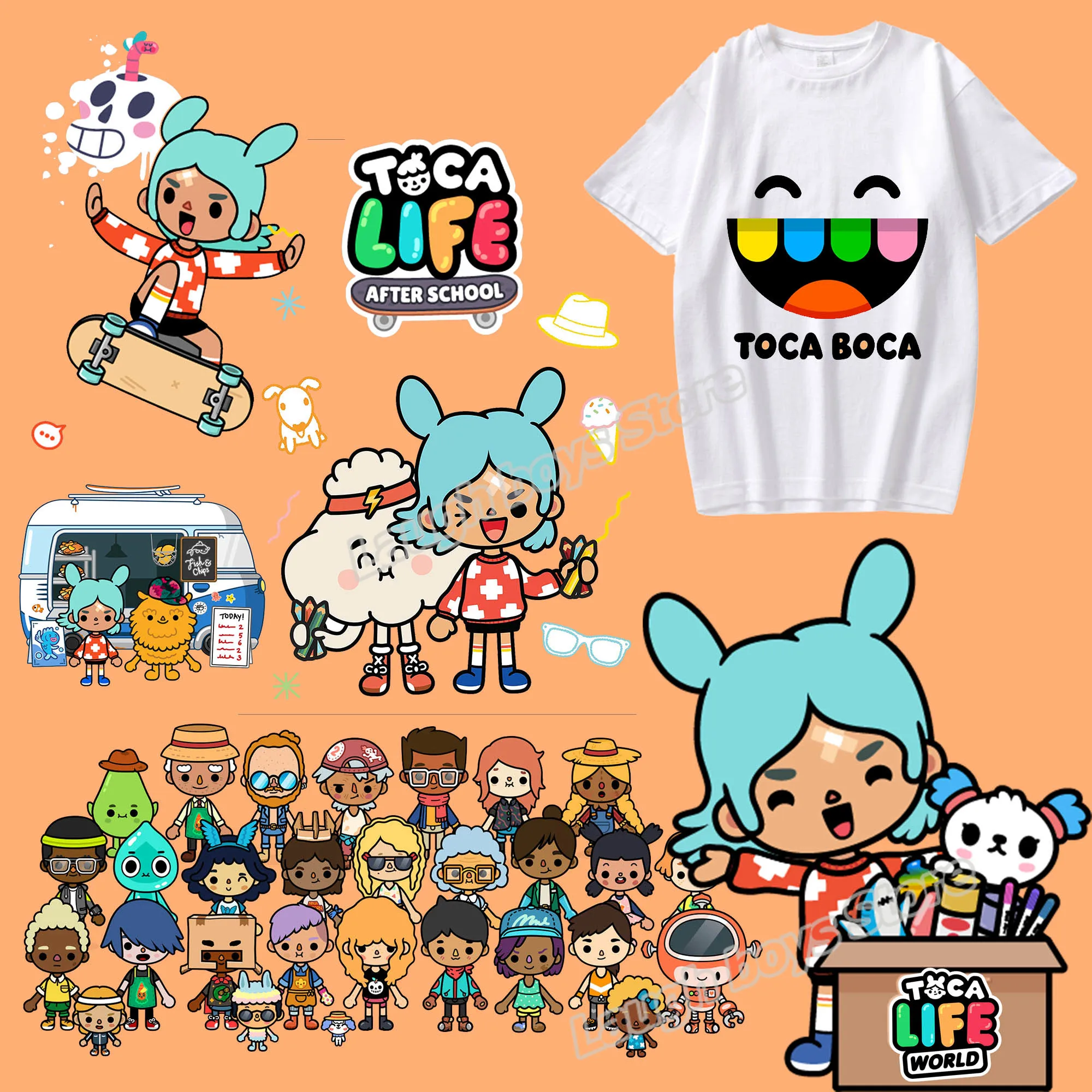 Classic Toca Life World Iron Patch Per Abbigliamento Sticker Bambini Cartoon Vinyl Heat Transfer Patch Abbigliamento Fai Da Te Adesivi Termici
