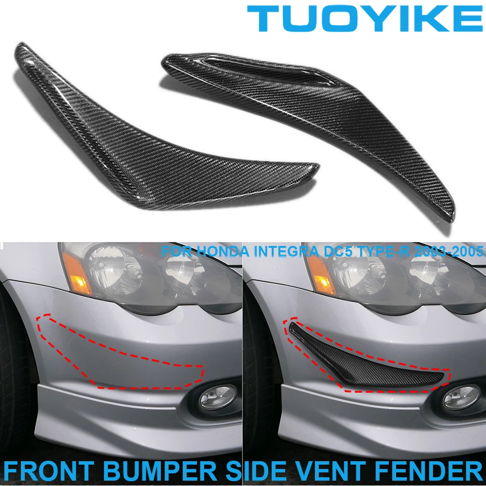 Lhd Rhd Car Real Dry Carbon Fiber Paraurti Anteriore Side Air Vent Fender Decorazione Trim Cover Per Honda Integra Dc5 Type-R 2003-2005