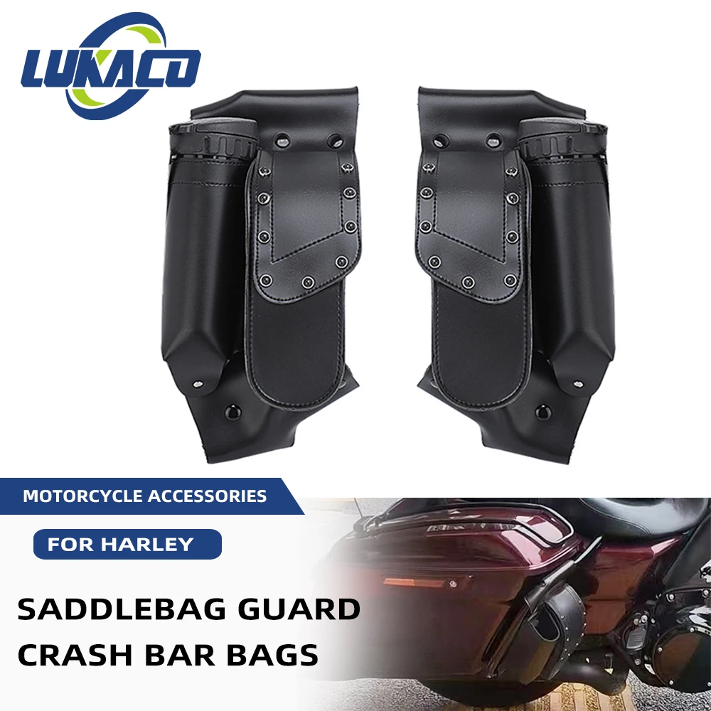 Per Harley Touring Road King Electra Glide Moto Saddlebag Guard Crash Bar Borse Portaborraccia Impermeabile Toolkit