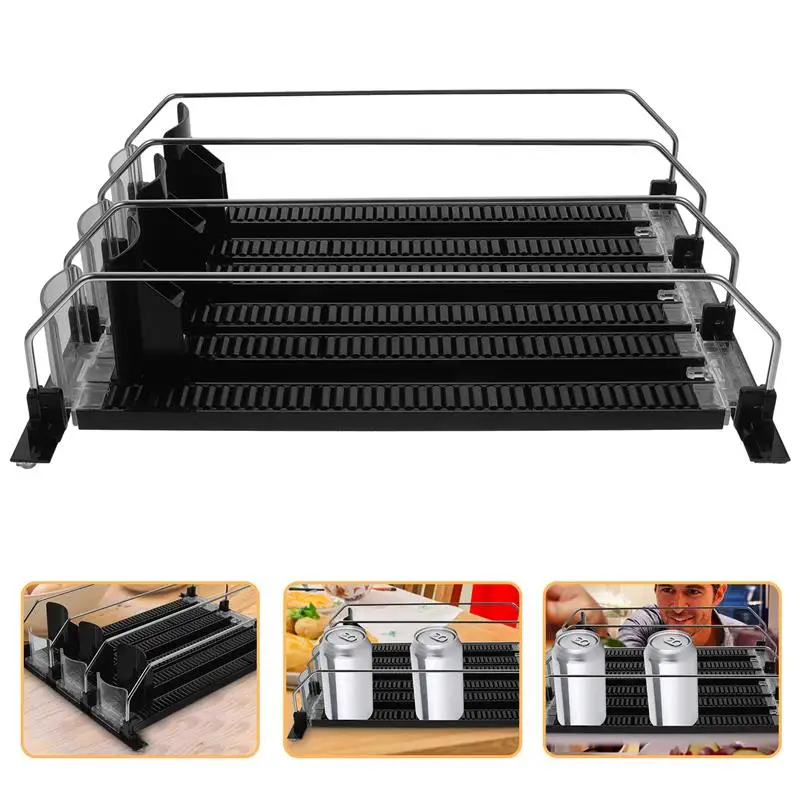 Organizer Drink Fridge Can Dispenser Frigorifero Bottiglia Soda Pusher Holder Bevanda Water Storage Glide Self Push Mini Rack
