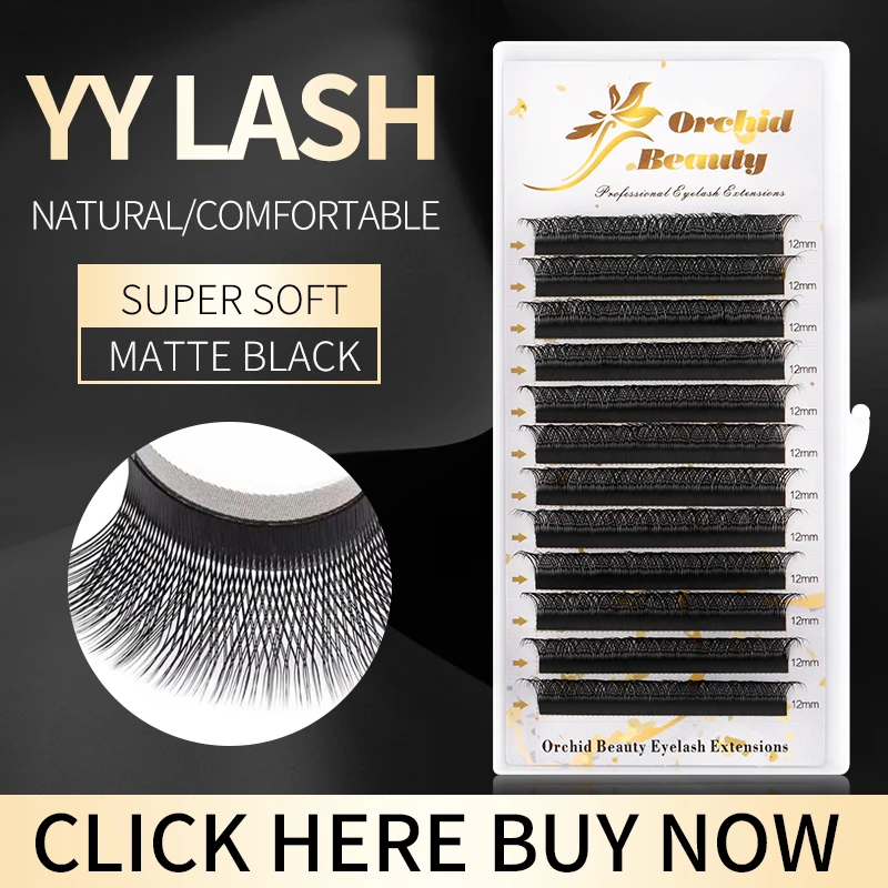 Orchid Lash Yy Shape Lashes Tessuto A Mano Premium Mink Soft Natural Eyelash Extension Makeup Mesh Net Cross Two Tips Lash