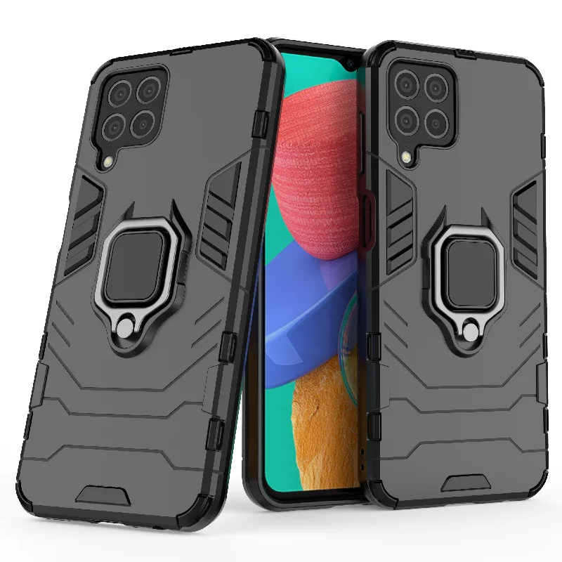 Per Samsung Galaxy M33 Custodia Per Samsung Galaxy M33 Cover Coque Capa Shell Ring Cavalletto Cover Nera Per Samsung M33 5G