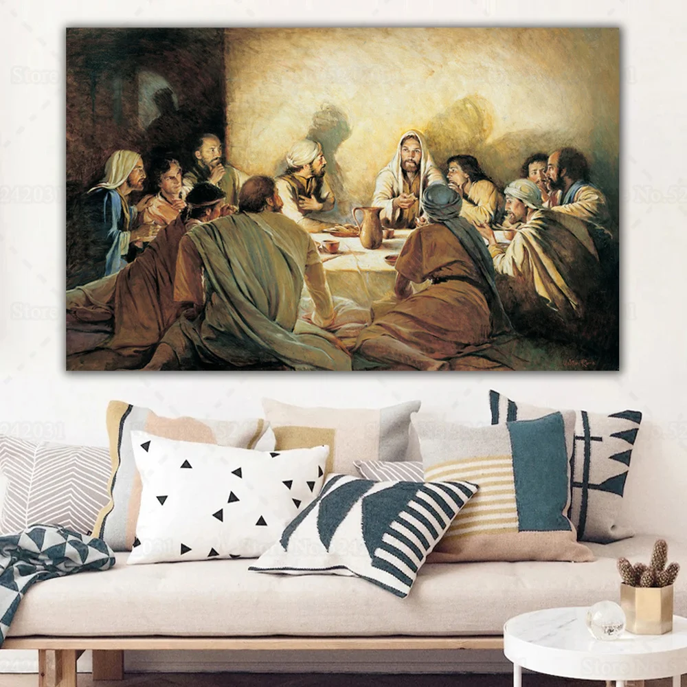 Jesus From Ultima Poster Jesus Last Supper Christian Canvas Painting Wall Art Decoration