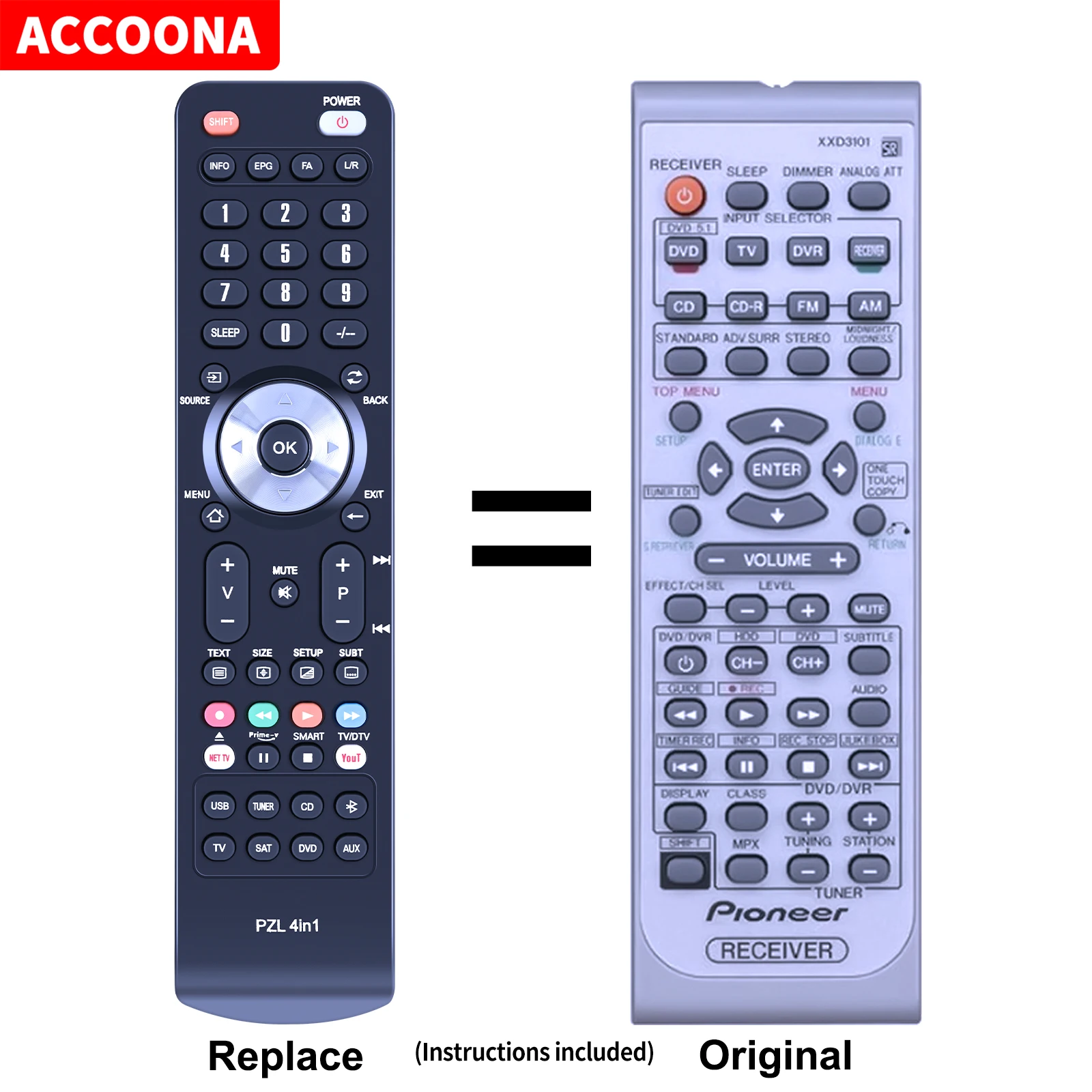 Telecomando Xxd3101 Xxd3102 Per Pioneer Vsx3800 Vsx-3800 Htp3800 Htp-3800