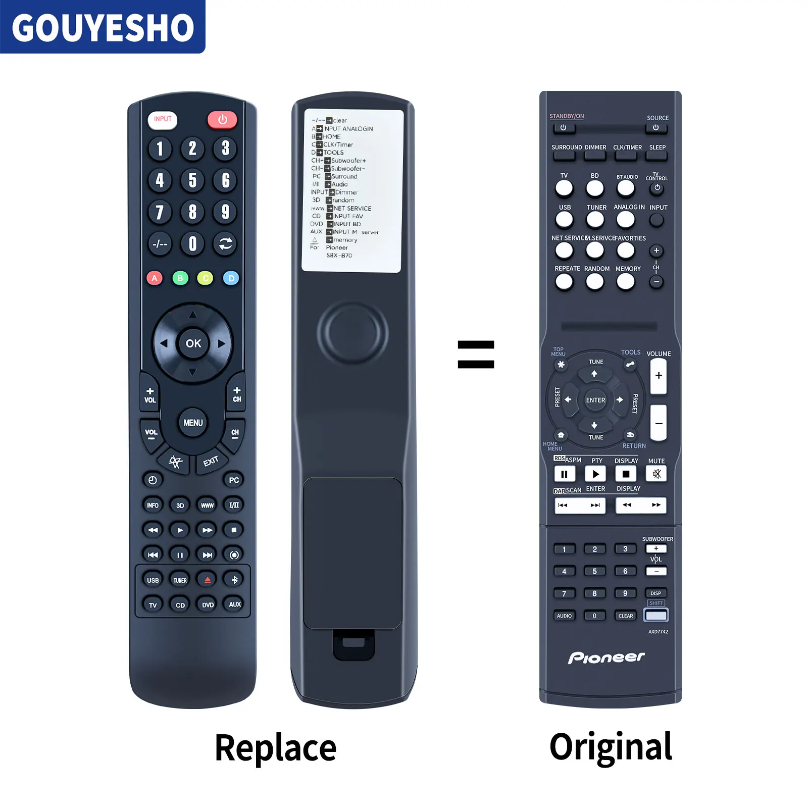 Nuovo Nuovo Telecomando Sostitutivo Axd7742 Per Pioneer Sbx-B70 Sbxb70