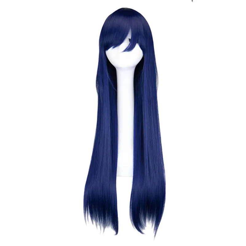 Parrucche Sintetiche Per Capelli Blu 80 Cm Blu Scuro Blu Scuro Lungo Dritto Qqxcayw