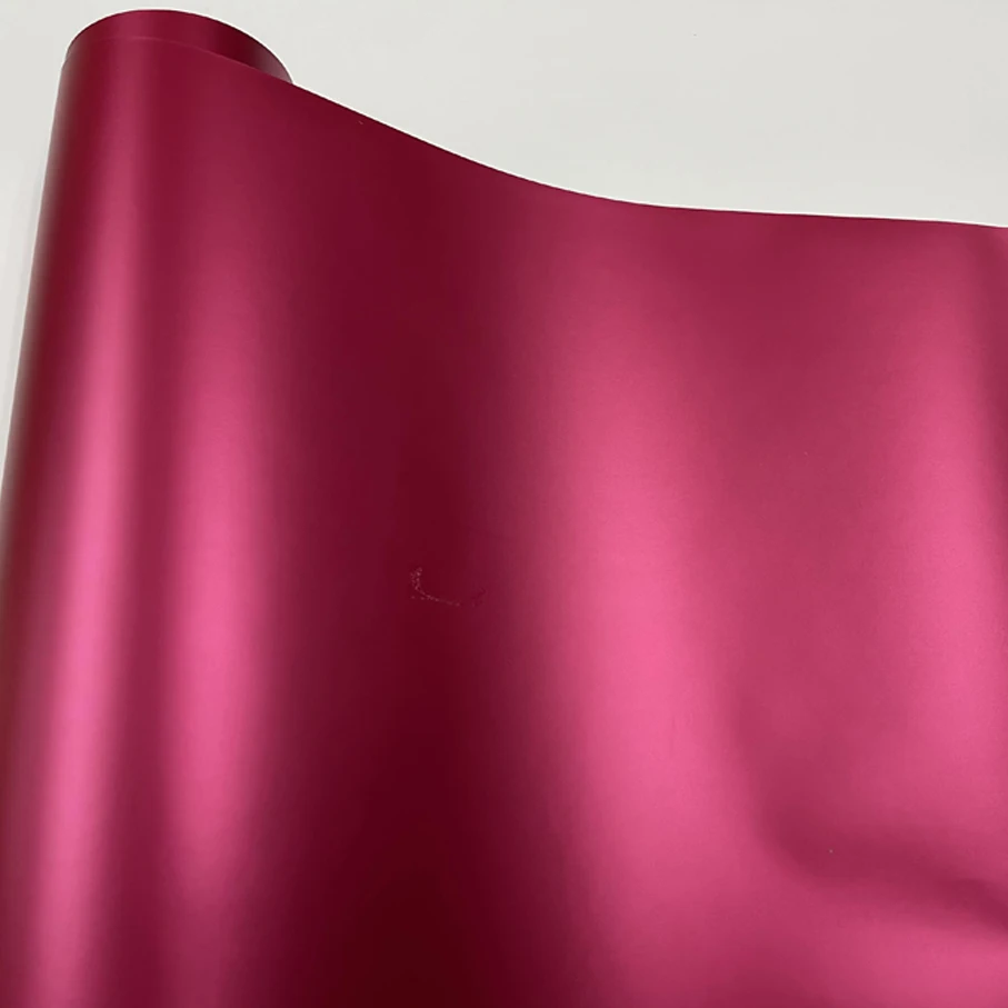 50X20 0/300Cm Premium Rose Red Satin Matt Chrome Vinyl Wrap Pellicola Metallizzata Opaca Con Bolle D'Aria Stick Per Auto In Alluminio Cromato Opaco Se
