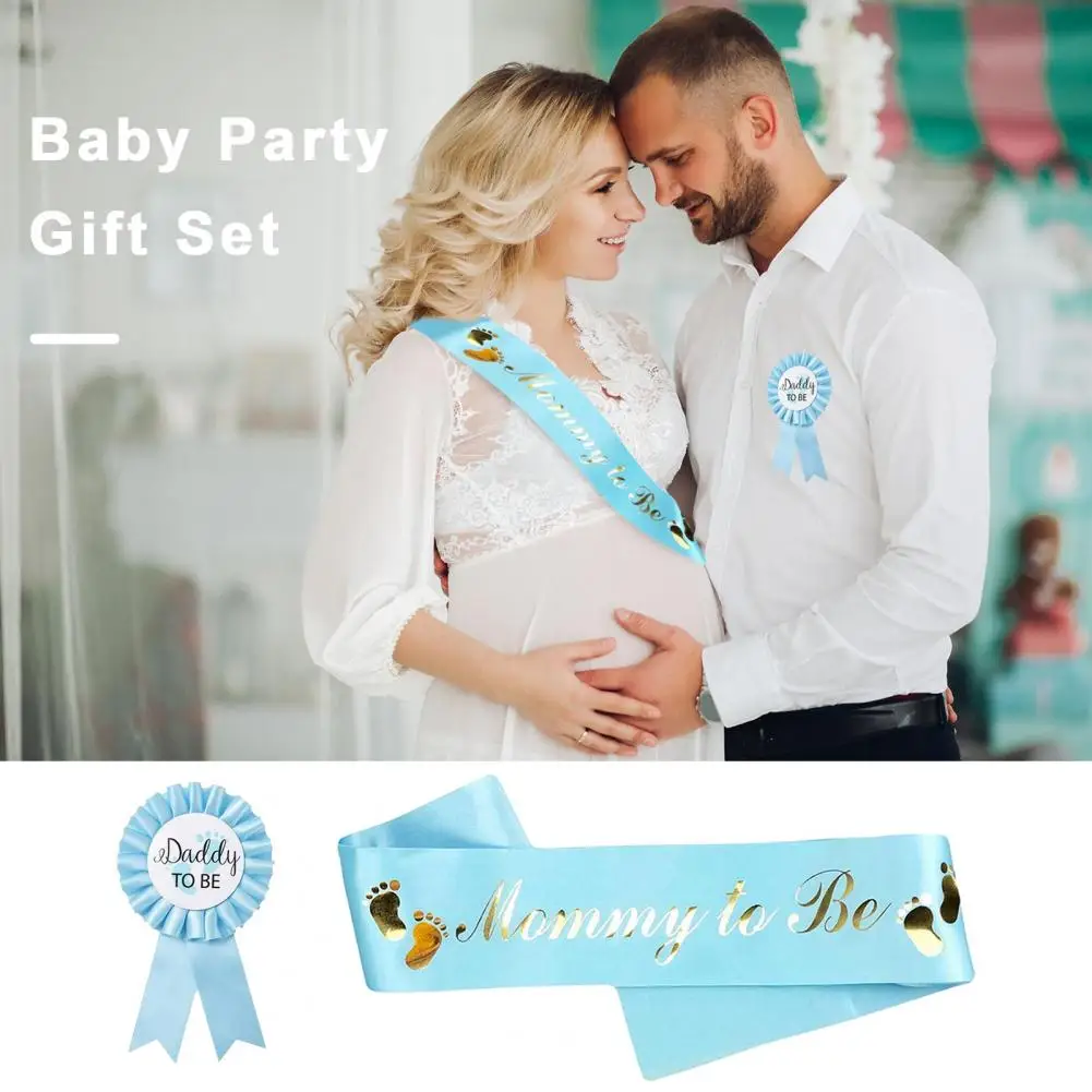 Blue Mommy To Sash Gender Reveal Decorazioni Per Feste Set Mommy To Sash Daddy To Badge Baby Shower Photo Puntelli Futura Mamma