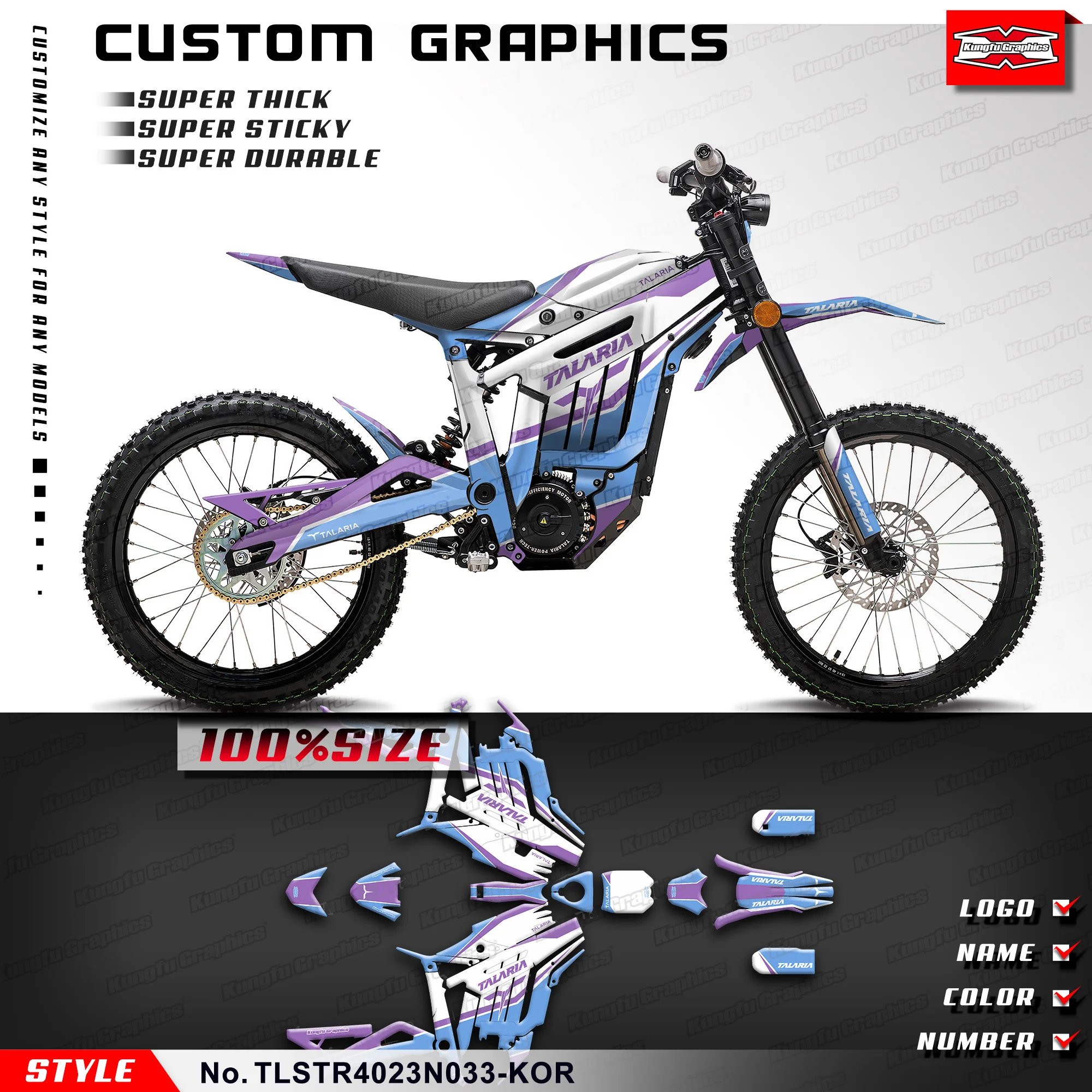 Kungfu Graphics Race Decalcomanie Adesivi Personalizzati Deco Kit Per Talaria Sting R Mx L1E Sx3 Dirt Bike Elettrica, Tlstr4023N033-Kor