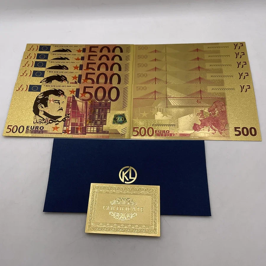 10 Pz/Lotto 500 Euro Qatar Banconote In Oro Biglietti Souvenir Per Collezione E Regalo Di Momery