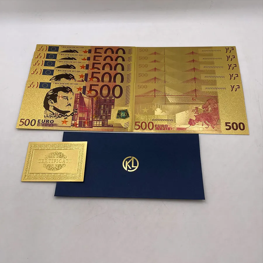 10 Pz/Lotto Colorato Qatar 500 Euro Banconote In Oro Biglietti Souvenir Per Collezione E Regali Di Momery