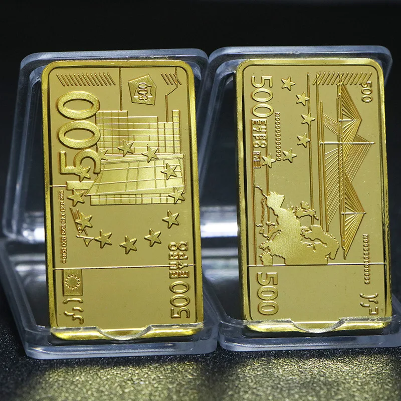 Lingotti D'Oro D'Imitazione Commemorativa Sovietica 500 Euro Gold Banconota Bar 24K 999.9 Barre Di Metallo Placcate Oro Regali Souvenir