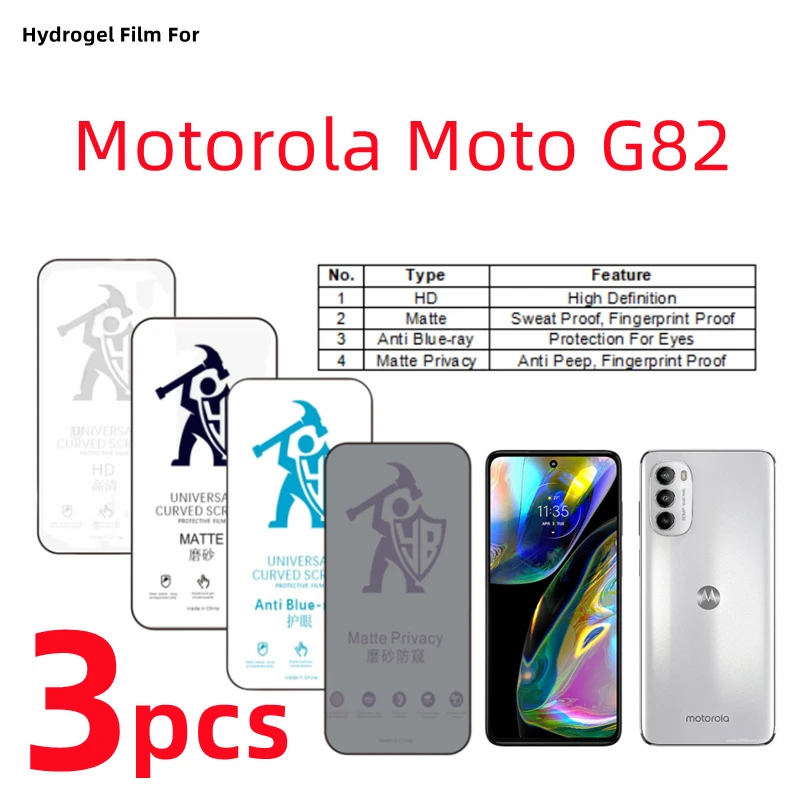 3Pcs Hd Hydrogel Film Per Motorola Moto G82 Pellicola Salvaschermo Opaca Per Motorola Moto G82 Eye Care Pellicola Protettiva Opaca Anti Spia