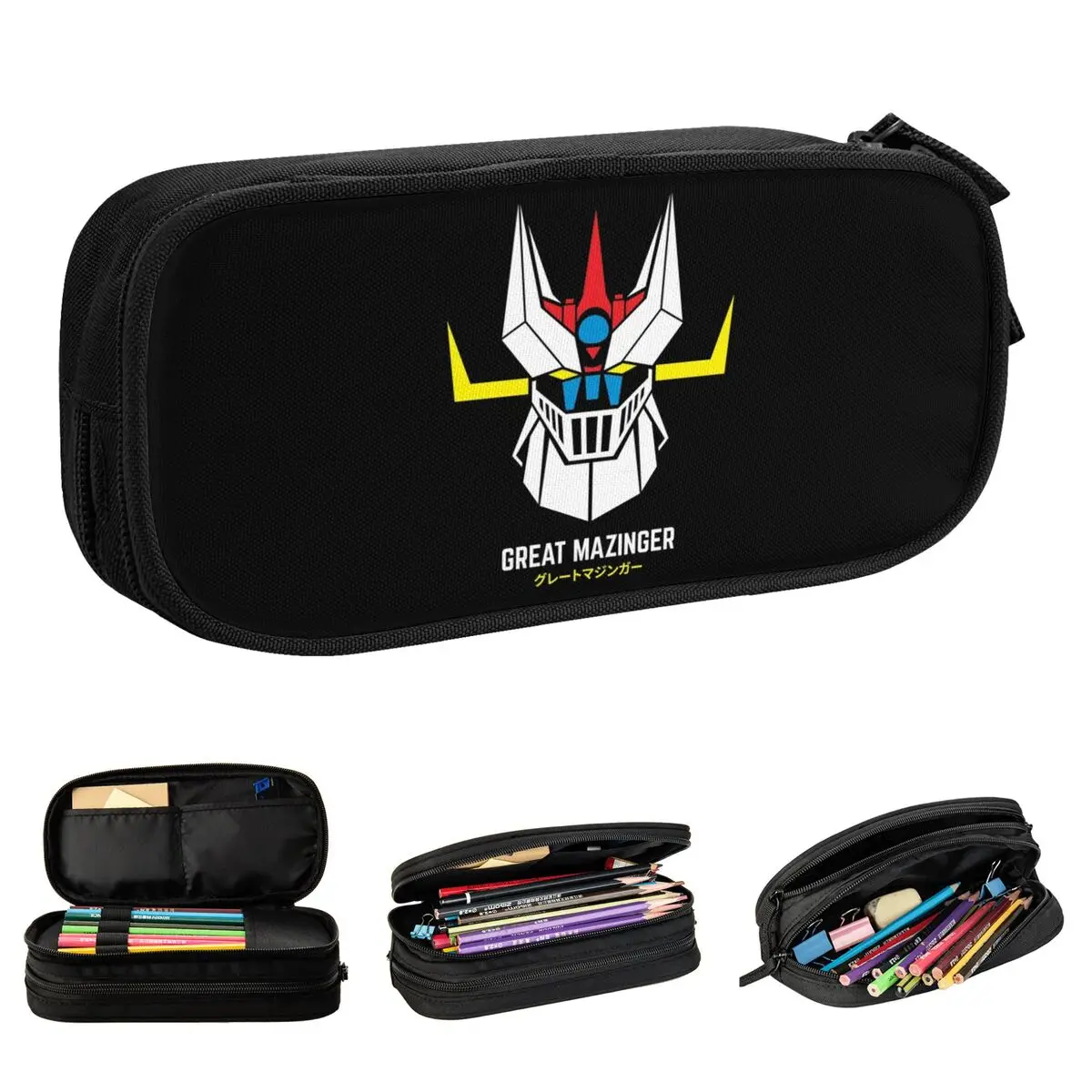 Great Mazinger Pencil Cases Cute Ufo Robot Goldorak Grendizer Actarus Mazinger Z Manga Pen Bags Kids Office Zipper Pencil Pouch